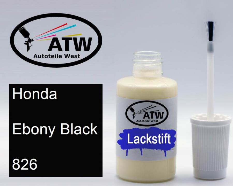 Honda, Ebony Black, 826: 20ml Lackstift, von ATW Autoteile West.